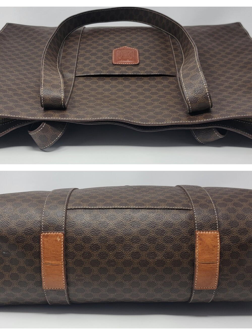 CELINE Vintage Macadam Leather Tote Bag - Picture 7 of 8